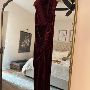 Lulus Elegant Burgundy Velvet Dress